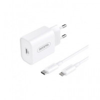 ACCETEL Cargador Red Usb-c+ Cables Datos Tipo C/m a Lightning/m 30W AC933 Blanco