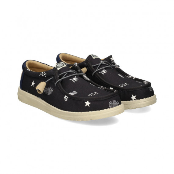 Wallabee Print Negro  HEY DUDE