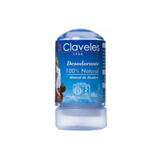 3 CLAVELES Desodorante 100% Natural Mineral de a
