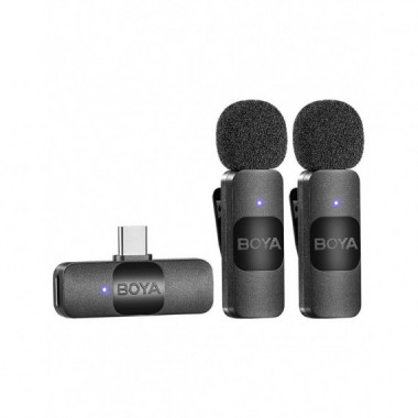 BOYA BY-V2 Kit 2 Micrófonos Inalámbricos con Conexión Usb-c