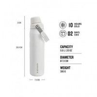 STANLEY Bote Termo Frio 0.6L Ice Flow 10HRS Frio, 48HRS con Hielo Color Blanco