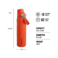 STANLEY Bote Termo Frio 0.6L Ice Flow 10HRS Frio, 48HRS con Hielo Color Naranja