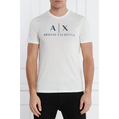 Camiseta Armani Exchange blanca logo engomado
