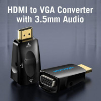 Adaptador Conversor VENTION Hdmi/m a Vga/h Audio Jack 3.5 Black