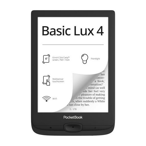 POCKETBOOK Libro Electronica Basic Lux 4 6"  8GB Frontlight Negro