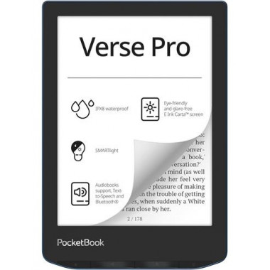 POCKETBOOK Libro Electronico Verse Pro  6" 16GB,BLUETOOTH,SMARTLIGHT,AZUL