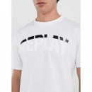 Camisetas Hombre Camiseta REPLAY Corte Regular Punto Estampado Bicolor