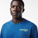 Camisetas Hombre Camiseta LACOSTE Efecto Lavado Degradé Azul