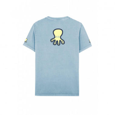 Camisetas Hombre Camiseta El Pulpo Estampado Triple Logo Azul Celeste