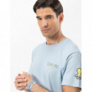 Camisetas Hombre Camiseta EL PULPO Estampado Triple Logo Azul Celeste