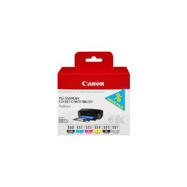 Tinta Canon PGI-550/CLI-551 Pack Negro/Color (6496B005)
