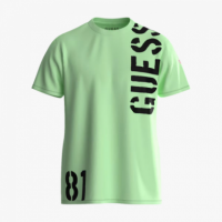 Camiseta Guess verde logo vertical