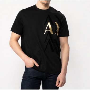 Camiseta Armani Exchange negra logo dorado