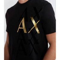 Camiseta Armani Exchange negra logo dorado