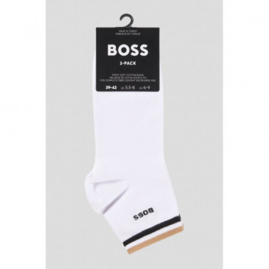 Paquete de 2 pares de calcetines cortos con rayas características de Boss