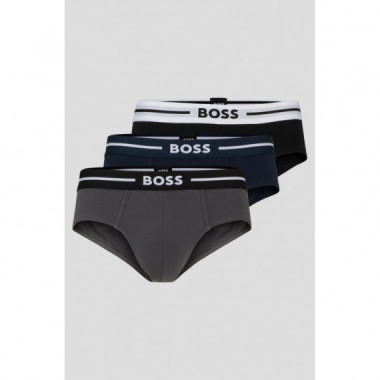 Paquete de Tres Calzoncillos en Algodón Elástico con Logo en la Cintura de Boss  HUGO BOSS