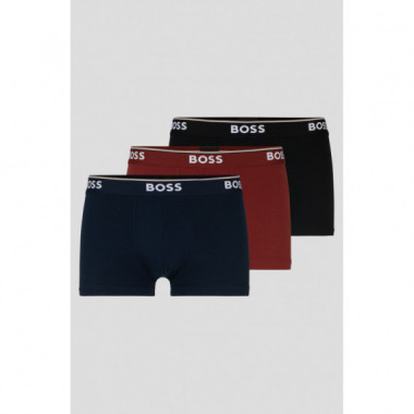 Paquete de tres calzoncillos en algodón elástico con logo en la cintura de Boss