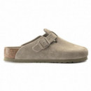 BIRKENSTOCK Calzado Zuecos Boston Suede Leather Faded Khaki Plantilla Blanda