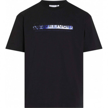 Bt-raised Linear Logo T-shirt Ck Black  CALVIN KLEIN