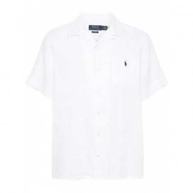 Polo RALPH LAUREN - Classic Fit Linen Camp Shirt - White - 710938425001/WHITE