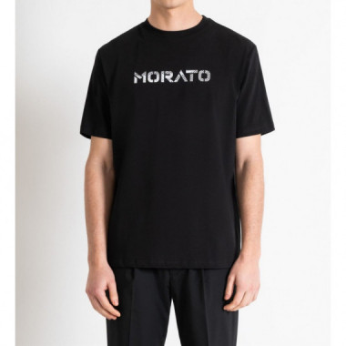 Camiseta Antony Morato negra estampado logo fotográfico gomado