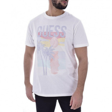 SS CN GUESS PALM EMBRO TEE PURE WHITE