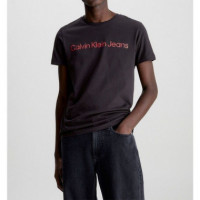 Camiseta Calvin Klein core negra logo rojo