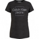 Metallic Box Slim Fit T-shirt Ck Black  CALVIN KLEIN