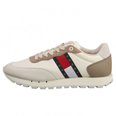 Tommy Jeans Leather Runner Ivory  TOMMY HILFIGER