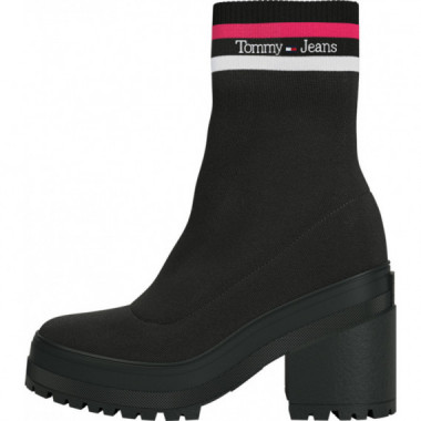 Tommy Jeans Knitted Boot Black And Jewel  TOMMY HILFIGER