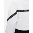 Logo Tape Sweatshirt Bright White  CALVIN KLEIN