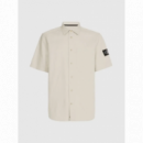 Linen Ss Shirt Classic Beige  CALVIN KLEIN