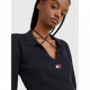 Tjw Collar Badge Sweater Dress Black  TOMMY JEANS