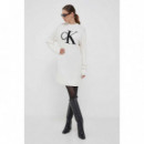 Ck Intarsia Loose Sweater Dress Ivory  CALVIN KLEIN