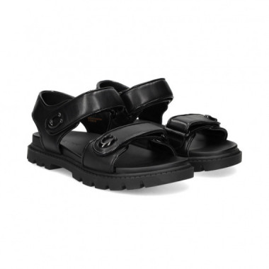 Sandalia 2 Velcros Piel Negro  COACH