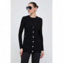 Long Ribbed Pkt Tab Cardi Black  MICHAEL KORS