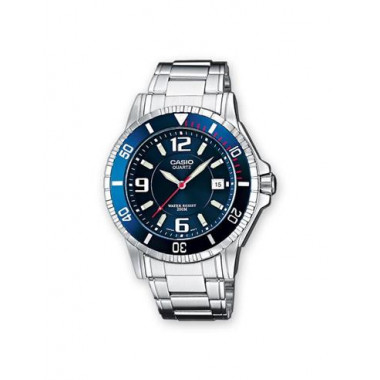 CASIO Coleccion MTD-1053D-2AVES  Reloj Analogico Acero Inoxidable, Esfera Azul, Fecha, Resistente