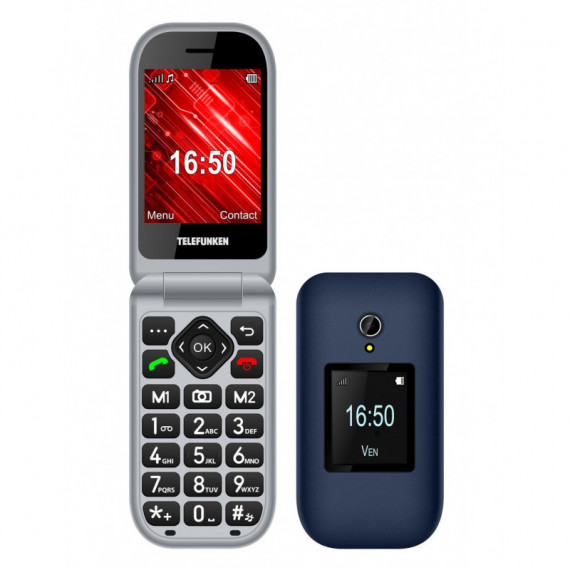 Telefóno Móvil TELEFUNKEN S460 2.8" + 1,77" Senior Phone Azul