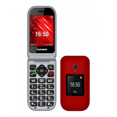 Telefóno Móvil Telefunken S460 2.8" + 1,77" Senior Phone Rojo