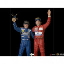 Figura Alain Pros y Ayron Senna último Pódium  IRON STUDIOS