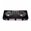 Cocina Gas Inox con Cristal Templado 3 Fuegos AIRMEC