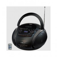 NEVIR Radio Cassette CD Portatil NVR-482UCM Negro USB,MP3 con Mando 2.5WX2