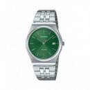 CASIO Coleccion MTP-B145D-3AVEF Reloj Analogico Acero Inox con Esfera Verde ,fecha ,resist Al Agua