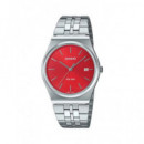 CASIO Coleccion MTP-B145D-4A2VEF Reloj Analogico Acero Inox con Esfera Roja ,fecha ,resist Al Agua