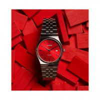 CASIO Coleccion MTP-B145D-4A2VEF Reloj Analogico Acero Inox con Esfera Roja ,fecha ,resist Al Agua