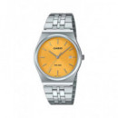 CASIO Coleccion MTP-B145D-9AVEF Reloj Analogico Acero Inox con Esfera Amarilla ,fecha ,resist Al Agu