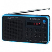 Radio Portátil 1.4W Rms Am/fm 70 Presintonías Negro con Azul SUNSTECH