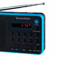 Radio Portátil 1.4W Rms Am/fm 70 Presintonías Negro con Azul SUNSTECH