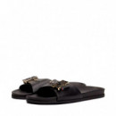 Sandalias Planas de Piel con Monograma  TOMMY HILFIGER