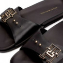 Sandalias Planas de Piel con Monograma  TOMMY HILFIGER